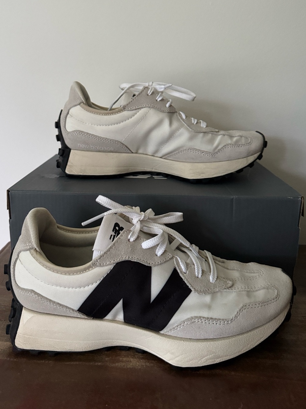 New Balance 327 Women’s Sneakers - Sea Salt with White and Black - 8.5